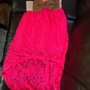 Hot pink lace skirt
